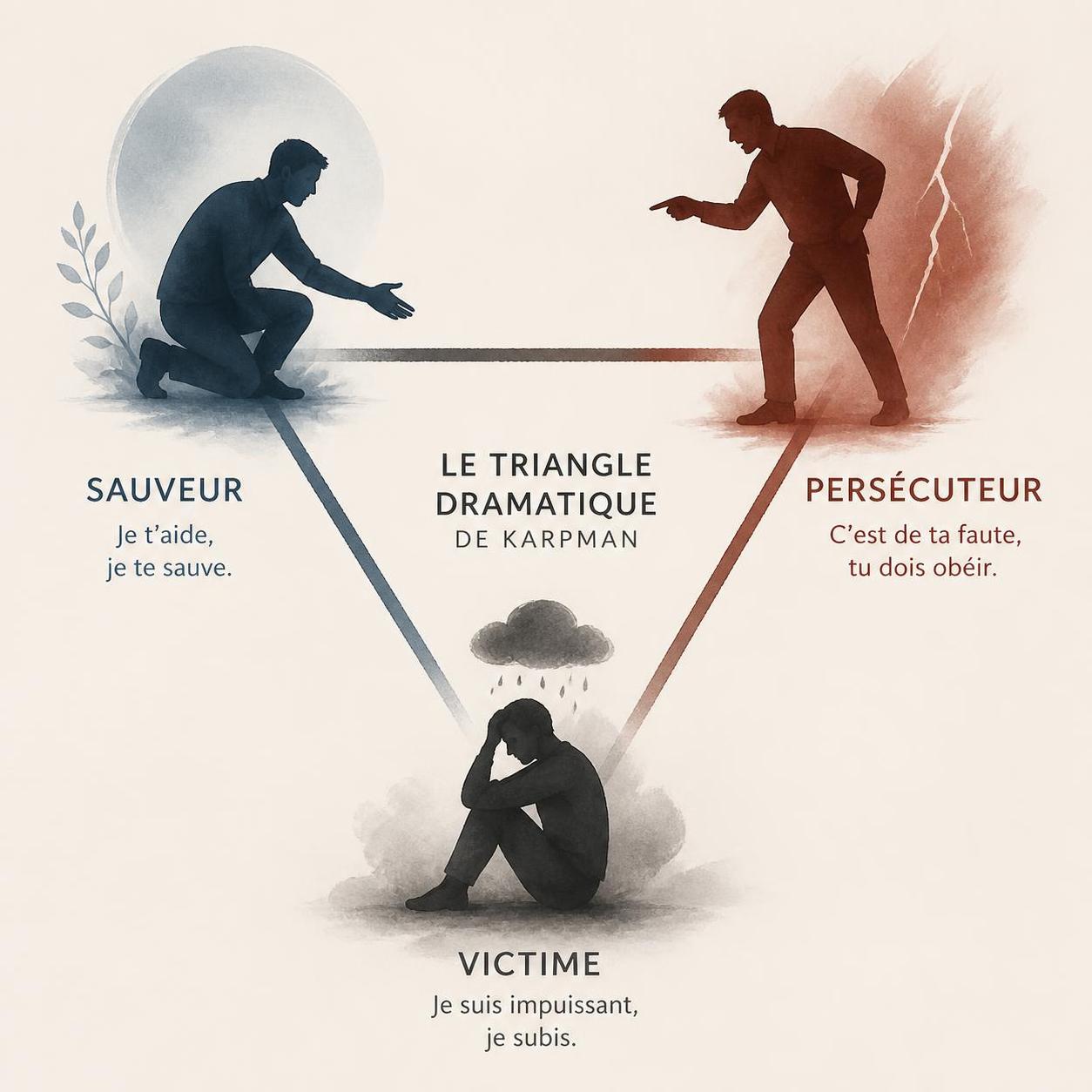 découvrez comment sortir du triangle de karpman pour mettre fin aux relations conflictuelles toxiques et instaurer des interactions saines et équilibrées.