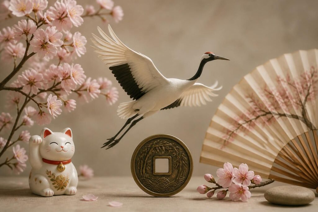 découvrez les significations des symboles japonais tels que la grue, la monnaie et d'autres symboles populaires, et leur importance culturelle au japon.