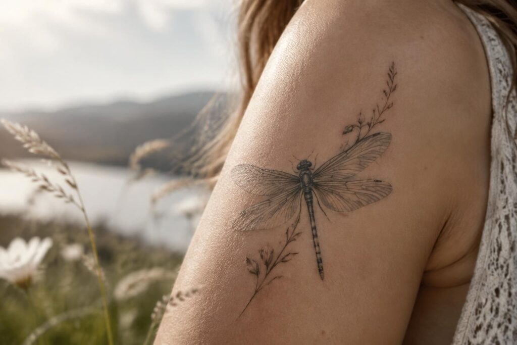 découvrez la signification du tatouage de libellule, symbole de légèreté, de transformation et de liberté, et trouvez l’inspiration pour votre prochain motif.