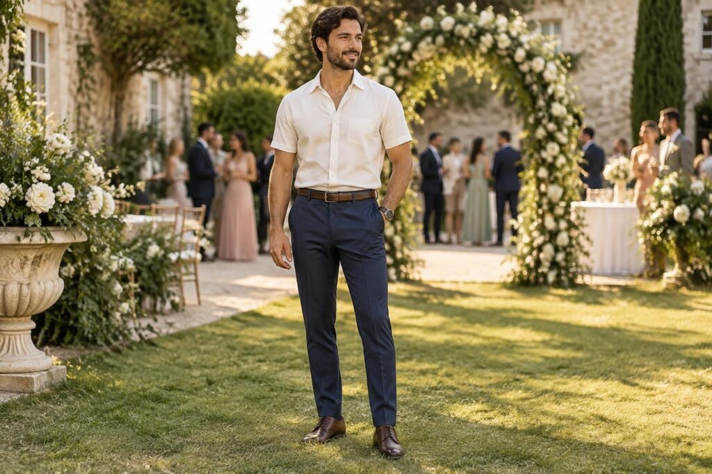 chemisette homme pour un mariage : découvrez quel modèle, quelle coupe et quelles couleurs choisir pour une tenue élégante et adaptée à la cérémonie.
