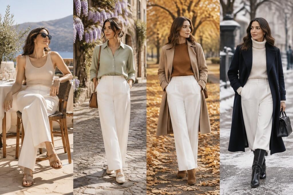 découvrez comment porter le pantalon blanc femme en été et toute l’année : idées de tenues, associations de couleurs et conseils pour chaque saison.